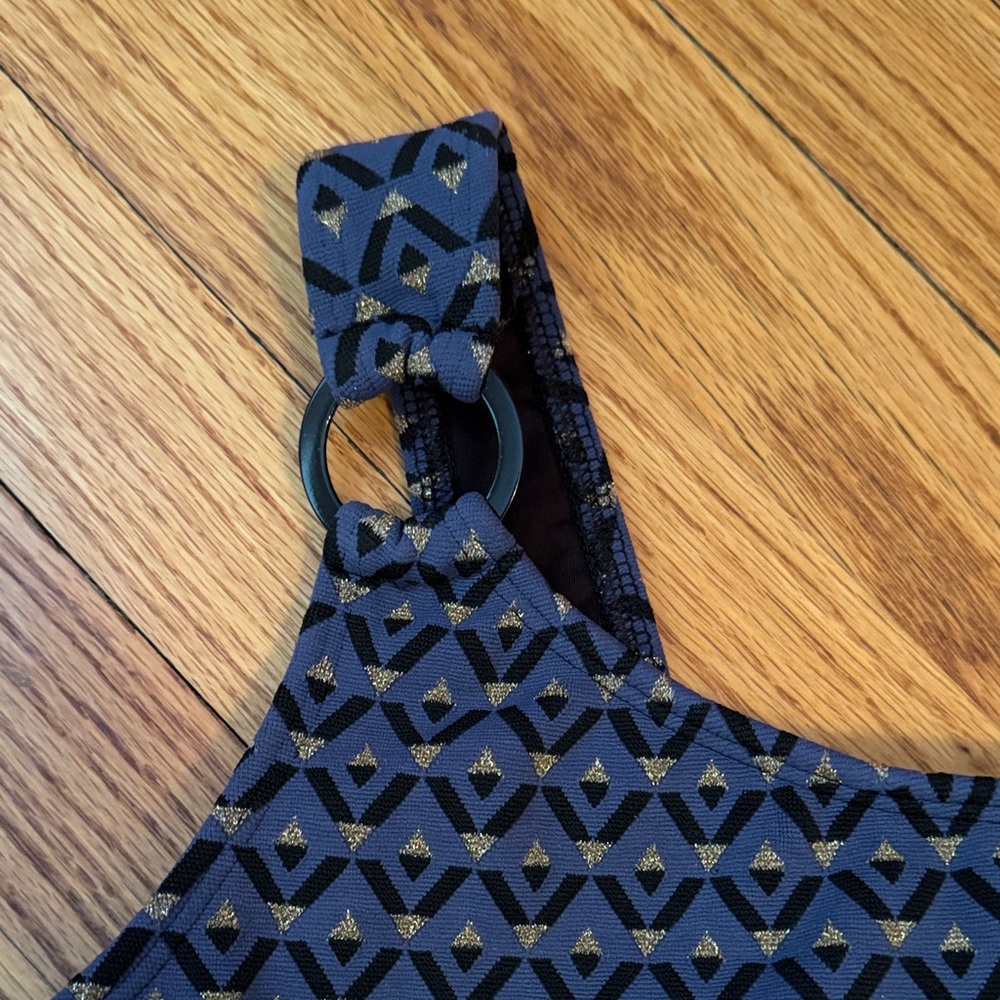 Shoshanna One-Shoulder Navy Patterned Swimsuit - image 3